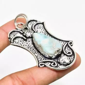 Республиканский Ларимар, драгоценный камень ручной работы, 925 посеребренная ювелирная подвеска 2,34 дюйма 2.34 синий