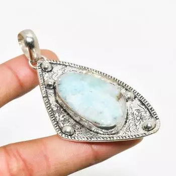 Республиканский Ларимар, драгоценный камень ручной работы, 925 посеребренная ювелирная подвеска 2,76 дюйма 2.76 синий