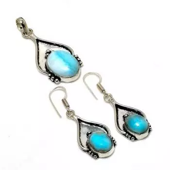 Республиканский Ларимар, подарочный набор серег с подвеской и драгоценными камнями, 1,51–1,70 дюйма