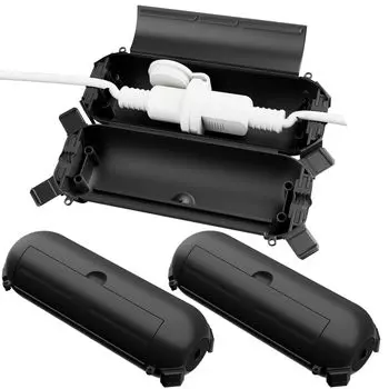 RESTMO Набор из 3 уличных водонепроницаемых крышек для розеток, удлинитель, блок питания, устойчивый к погодным условиям, непромокаемый, защищает гирлянды, можно повесить, черный