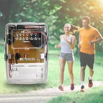 Retekess TR624 портативное радиочувствительное двухдиапазонное ПК прозрачное мини-AM/FM-радио для пеших прогулок чистый