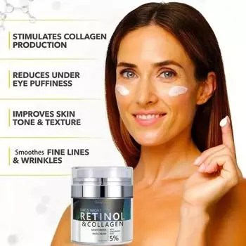 Ретинол, антивозрастной увлажняющий крем для лица, против морщин, коллаген, витамин Е, ночной крем, восстанавливающий белый