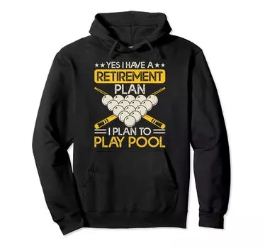 Retired Billiards Dad Ball 9 Ball Crew Player Cue Stick Love Hoodie чёрный