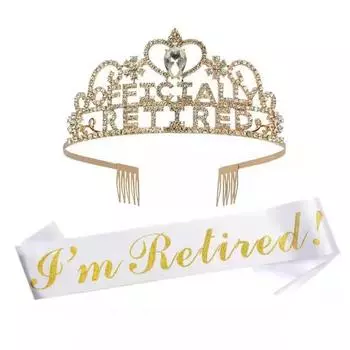 Retirement theme gift tiara ceremony party accessories letter crown tiara strap award combination set