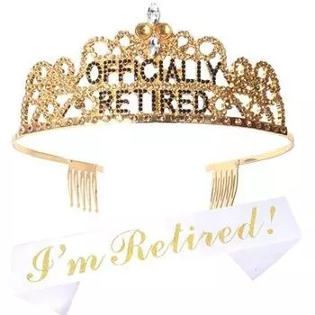 Тиара на тему выхода на пенсию, подарок, аксессуары для вечеринки в честь церемонии выхода на пенсию, тиара-корона с надписью, ремешок, набор для награждения