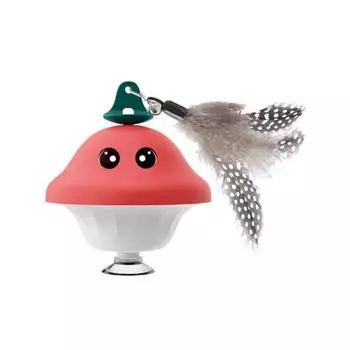 Retractable Cat Wand Toys Mushroom Shaped Cat Teaser Toys for Relieve Boredom красный