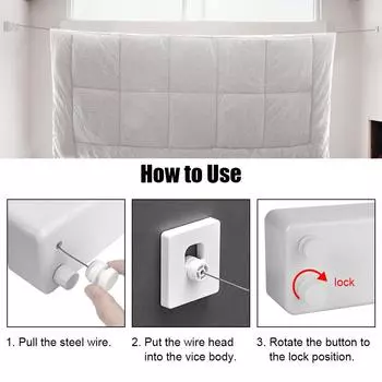 Retractable Clothes Drying Rack Double Layer 4.2m Clothesline Laundry Hanger Stretchable Clothes Line белый