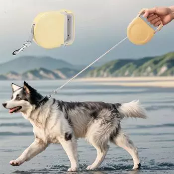 Retractable Dog Walking Rope U-shaped Handle Pet Towing Rope Dog Walking Leash For Running синий
