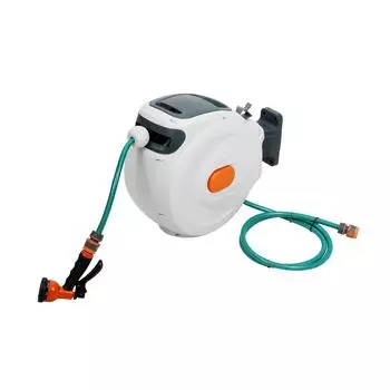 Втягивающаяся катушка для шланга, поворотный кронштейн на 180°, настенная автоматическая катушка для садового шланга со скрытой ручкой и системой медленного возврата