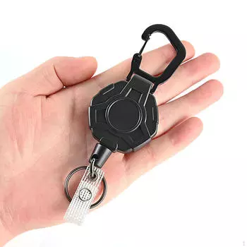 Retractable Keychain with 23.62 inch Steel Cord, Multifunctional Reel Holder, Clip for
