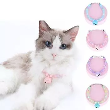 Retractable Pet Bell Necklace Adjustable Pet Acrylic Collar Fashion Cat Bell Collar Photo Props розовый