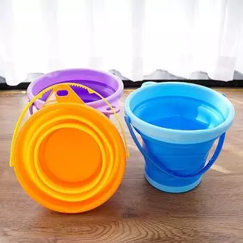 Retractable Sandbox Toy Bucket Multifunctional Beach Collapsible Bucket Summer фиолетовый