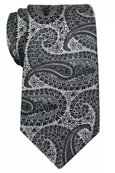 RETREEZ Paisley Art Pattern Microfiber Woven Fabric Tie Black Silver (RETREEZ) Men s - &