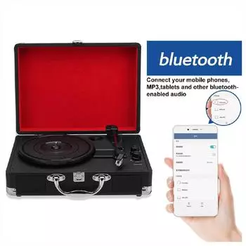 Ретро 33/45/78 об/мин Bluetooth PH/ INT/ BT 2.0 чемодан проигрыватель виниловых пластинок телефон плеер 3-скоростной 3,5 мм AUX IN