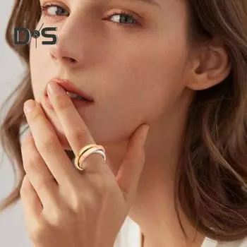 Ретро 3-слойное запутанное кольцо контрастного цвета с полированным блеском, антикоррозийное, антиокислительное, титановое стальное кольцо-палец, унисекс, ювелирные изделия для повседневной вечеринки US 9 розового золота