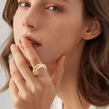 Ретро 3-слойное запутанное кольцо контрастного цвета с полированным блеском, антикоррозийное, антиокислительное, титановое стальное кольцо-палец, унисекс, ювелирные изделия для повседневной вечеринки US 11