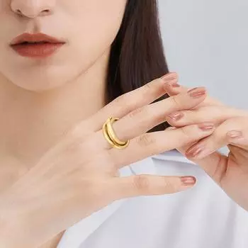 Ретро 3-слойное запутанное кольцо контрастного цвета с полированным блеском, антикоррозийное, антиокислительное, титановое стальное кольцо-палец, унисекс, ювелирные изделия для повседневной вечеринки US 7 золотистый