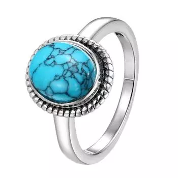 Ретро 8*10 мм натуральный бирюзовый лунный камень лазурит серебряное кольцо винтажное обручальное свадебное вечернее кольцо изящные ювелирные изделия подарок оптовая продажа 6