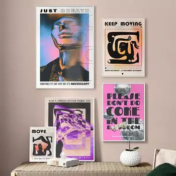 Ретро Абстракция Гадиент Психоделический Настенный Градиент Цвет Плакат Живопись Мода Искусство Вдохновение Печать на Холсте Комната Домашний Декор 21x30cm No Framed