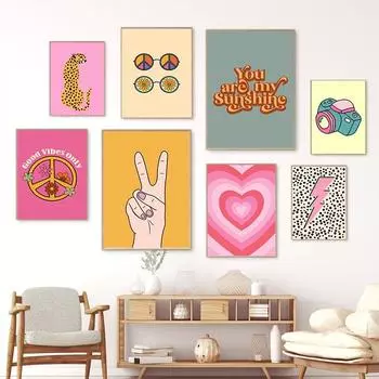 Ретро абстрактный цветной постер розовый любовь камера гепард холст картина гостиная интерьер стены книги по искусству краска картина украшение дома 21x30cm No Framed