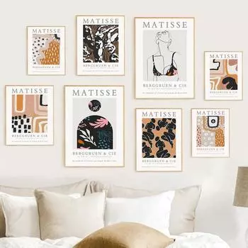 Ретро абстрактный Матисс сексуальная девушка цветок настенная живопись на холсте и принты плакаты на скандинавскую темуНастенные картины для декора гостиной 21*30cm