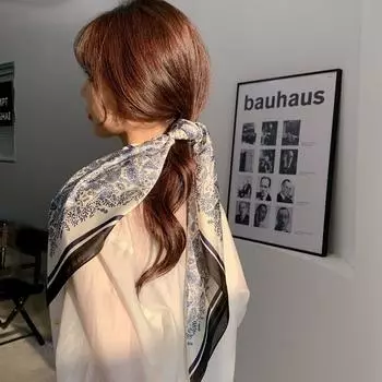 Ретро элегантный принт волнистая полоса женский шелковый шарф квадратный шарф головной платок резинка для волос E