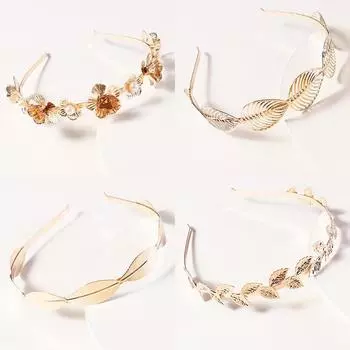 Ретро элегантный темпераментный ободок для волос с цветочным листом и жемчугом из сплава для женщин и девушек, модные индивидуальные аксессуары для волос A21