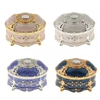 Ретро эмаль в европейском стиле овальная шкатулка для украшений на сундуке-органайзере A