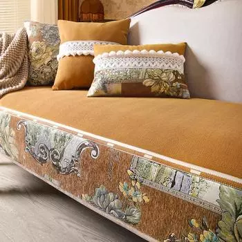 Retro American Style Sofa Cushion Chenille Fabric Anti-slip Sofa Cover Living Room Four Seasons Universal Slipcover Home Decor 50x60