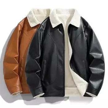 Ретро американская модная брендовая кожаная куртка мужская контрастного цвета весна и осень новый стиль лацкан универсальный корейский стиль летный костюм куртка M