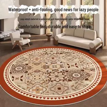 Ретро-американский круглый ковер - бархат с защитой от грязи на осень/зиму для гостиных, спален и гардеробных Diameter 60cm Round