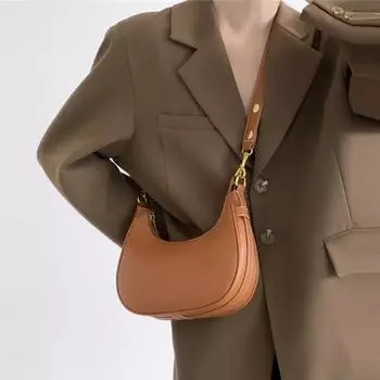 Retro and Fashionable Hand-held Dumplings, Underarm Bags, Niche Half-moon Bags, Stylish and Versatile Single-shoulder Crossbody Bags коричневый