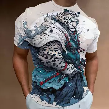 Футболка с изображением животных в стиле ретро для мужчин с 3D японским принтом животных, футболки с коротким рукавом, летняя быстросохнущая свободная мужская одежда больших размеров S