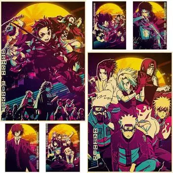 Ретро аниме персонаж плакат Demon Slayer Attack on Titan плакаты домашний декор росписи спальня бар кафе украшения стены стикеры 30x21cm