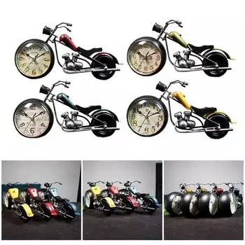 Ретро антикварные часы модели мотоцикла металлическая настольная полка декоративные часы железное художественное украшение для дома и офиса декор циан