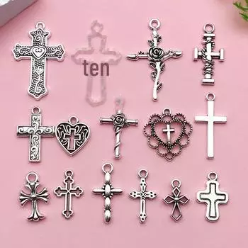 Ретро антикварный серебряный полый крестик ручной работы аксессуары для ожерелий, сережек и украшений одежды своими руками