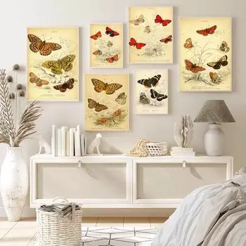 Ретро искусство эволюция насекомых печать холст картина красивая бабочка настенное искусство постер офис гостиная украшение дома фреска без рамки 21*30cm No Frame