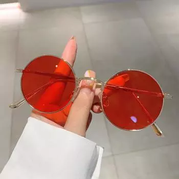 Ретро-арт круглые солнцезащитные очки в маленькой оправе в стиле панк Harajuku Prince Mirror мужские и женские солнцезащитные очки красный