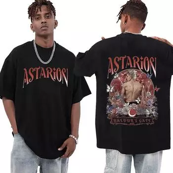 Ретро Astarion Baldur s Gate 3 футболка с принтом унисекс женская повседневная хлопковая футболка с коротким рукавом Harajuku футболки большого размера уличная одежда L