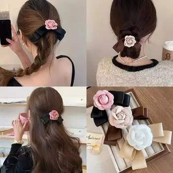 Ретро атласные заколки для волос с бантиком, винтажные заколки с цветами, заколка для волос, держатель для хвоста, зажим для волос, головные уборы для женщин и девочек, корейские аксессуары для волос