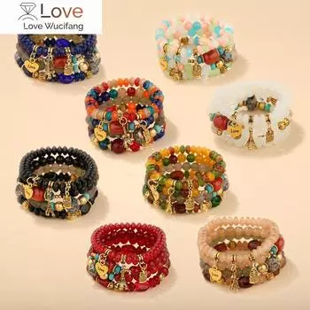 Ретро этнический стиль изысканная модная бижутерия кулон многосоставной браслет Adjustable