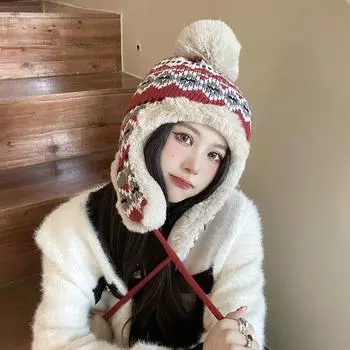 Ретро этнический стиль шапки-бомберы для женщин и мужчин осень и зима Ins путешествия холодный теплый Polluver ремень персонализированные лыжные шапки 56-58cm тёмно-синий