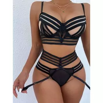 Ретро Ажурная Прозрачная Гетра Раздельная Майка Black S