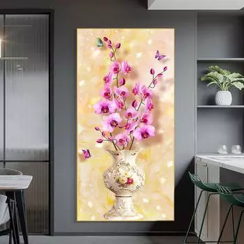 Ретро бабочка цветок холст картина в китайском стиле винтажные постеры и принты настенная художественная картина гостиная домашний декор без рамки 20cm40cm NoFrame