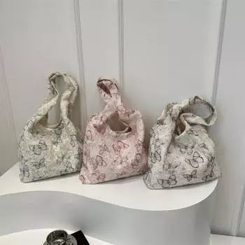 Ретро бабочка принт женская сумка через плечо милая кружевная женская сумка для покупок модная холщовая женская сумка-тоут сумки-кошельки чёрный