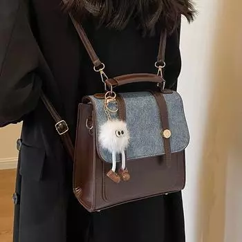 Retro backpack women s 2024 autumn and winter shoulder messenger bag niche texture handbag student multifunctional backpack