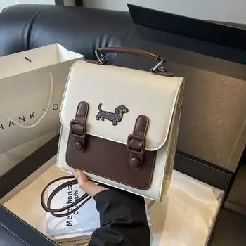 Retro backpack women s fashion niche casual portable Korean version student schoolbag street trend travel backpack чёрный