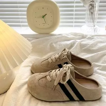 Retro bag head half slippers spring and summer new soft sole not tired feet sandals baseball color matching shoes 35 хаки