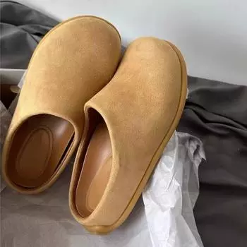 Retro bag head half slippers women s autumn new outer wear four seasons platform shoes bread half support single shoes 35