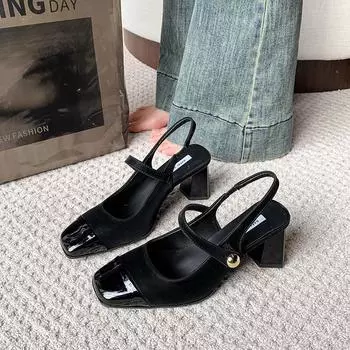 Retro bag head sandals women s summer 2025 new models with skirts red high heels not tired feet thick heel temperament single shoes 35